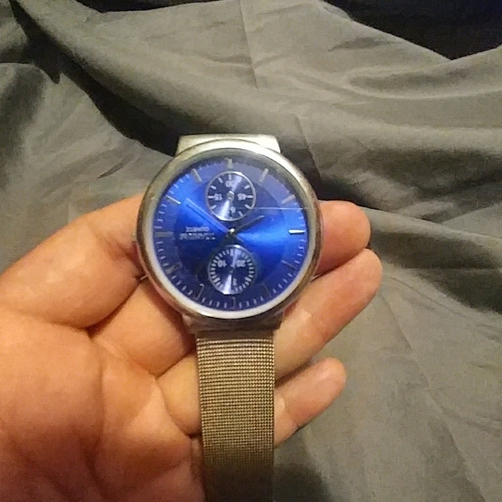 Titanium quartz blue face watch
